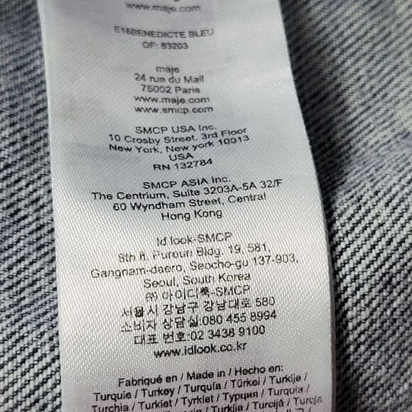 Maje Sleeveless Vest Women's Size 38 Blue Demin Washed Jacket - Picture 10 of 11